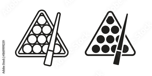 billiards icons for design. Easily editable stroke. Modern flat design.
