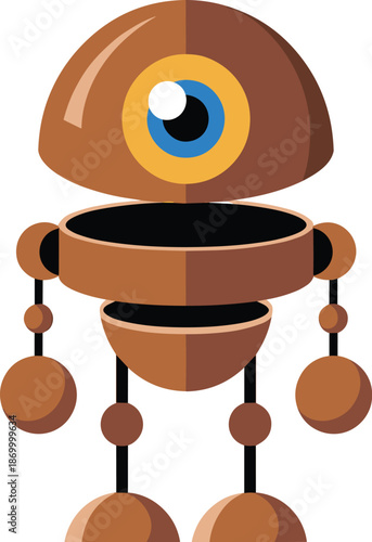 Cute brown robot character standing isolated on white background friendly futuristic artificial intelligence machine for kids educational content robotics technology learning resources creative design