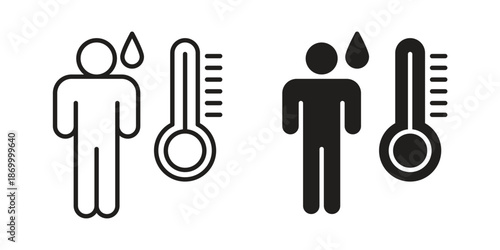 Body temperature icons for design. Easily editable stroke. Modern flat design.