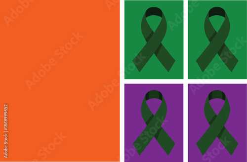 Green Ribbon Awareness Graphic Design Symbolizing Liver Cancer and Mental Health Support on Colorful Background for Healthcare Campaigns and Non Profit Organizations raising Awareness and Promoting Ho