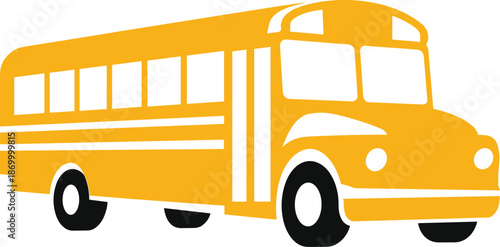Bright Yellow School Bus Illustration Graphic on White Background Transporting Students for Education and Learning Purposes Vehicle Icon for Educational Material and Back to School Designs Promoting S