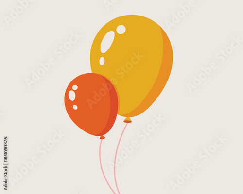 Festive orange and yellow balloons floating in air for birthday celebration party decorations colorful graphic elements joyful occasion banner background for greeting cards and event invitations with