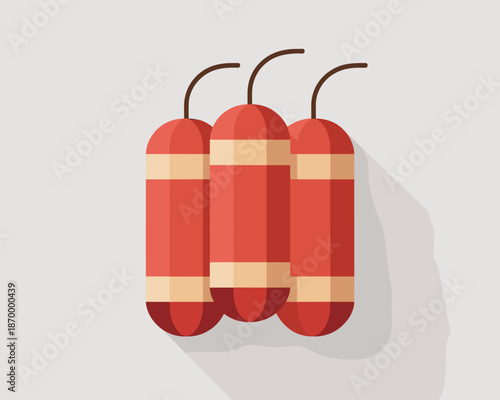 Cartoon dynamite sticks illustration explosive danger concept detonator design for construction demolition blasting in mining industry dangerous bomb character with fuse for warning sign or hazard sym