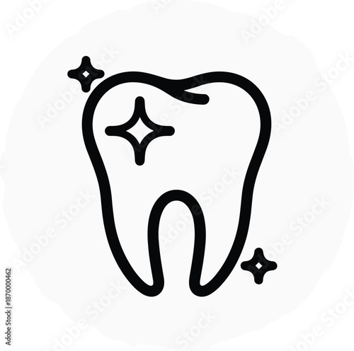 Clean shiny tooth icon symbol illustration representing dental hygiene and oral healthcare with sparkling effect for dentist office branding healthy teeth concept in medical presentations and promotio