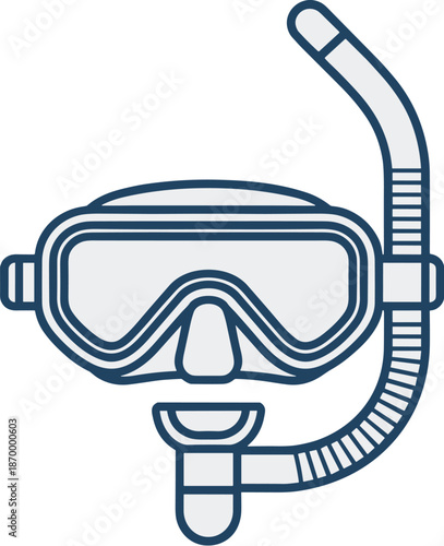 Snorkel and diving mask outline vector icon for summer vacation recreation snorkeling scuba diving trip tourist adventure equipment graphic design element for travel agency promotion website banner pr