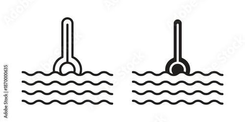 Car temperature icons for design. Easily editable stroke. Modern flat design.