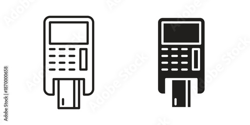 Card machine icons for design. Easily editable stroke. Modern flat design.