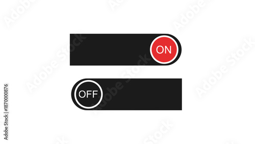 Sleek UI toggle switch icon – red ON and black OFF button design