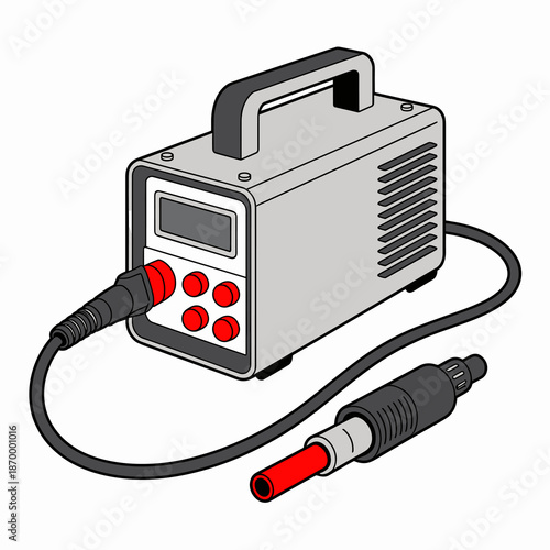 Portable soldering station for electronics repair and assembly shows the equipment used in workshop for precise soldering and rework tasks in manufacturing industry for electronics repair service main