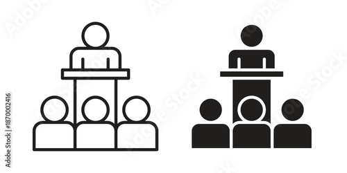 Convention icons for design. Easily editable stroke. Modern flat design.