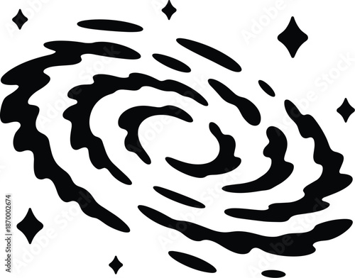 Abstract swirling galaxy illustration with stars shining in outer space concept galaxy formation and evolution graphic design element for science education materials astronomy presentations and cosmic