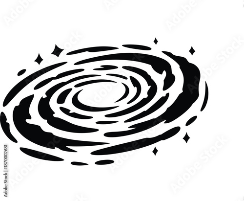 Dramatic vector graphic of a swirling galaxy illustration in deep space with stars shining as a cosmic astronomical celestial event for a scientific presentation or educational material for science an