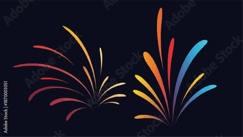 Vibrant colorful fireworks exploding in dark background