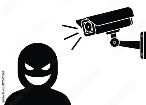 Menacing figure lurking under surveillance of security camera