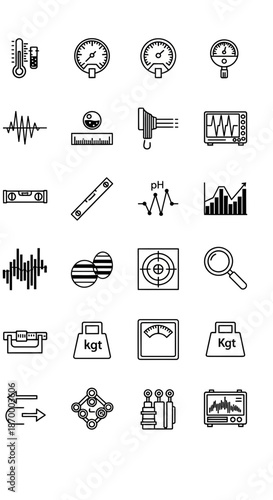Precise Technical Icons for Measurement and Calibration Parameters. svg.