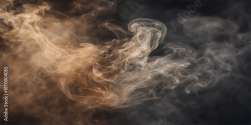 Abstract white smoke swirling through a dark night sky creates a ghostly cloudscape texture against the black background
