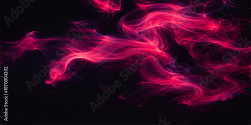Abstract red smoke waves and swirling fire flames create a smooth flowing motion pattern with a dark heat effect on a black background design