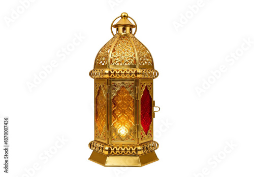 ornate golden arabic lantern with warm glow for ramadan eid mubarak