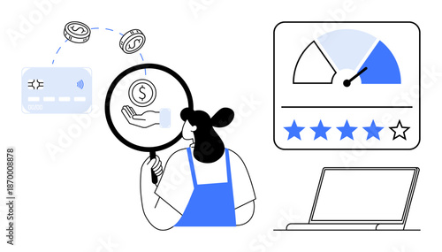 Financial analysis concept. Financial tools thumbs up credit score monitoring, payment tracking, and rating systems. Explore financial decisions, credit management, and digital transactions