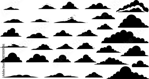silhouettes of clouds vector sets for architecture render background
