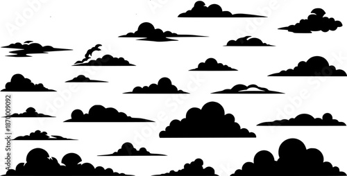silhouettes of clouds vector sets for architecture render background