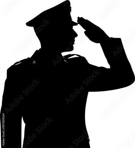military or police salute silhouettewhite background