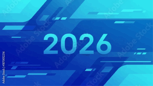 a captivating blue abstract background with dynamic lines and shapes prominently displaying the year two thousand twenty six high quality
