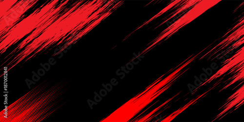 Red and black brush Car sticker wrap pattern banner abstract sporty lines black and red color combination grunge brush modern pattern racing motorsport vector design.
