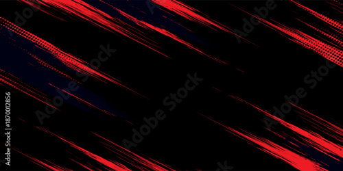 Red and black brush Car sticker wrap pattern banner abstract sporty lines black and red color combination grunge brush. illustration eps 10