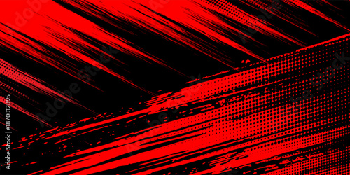 Red and black brush Car sticker wrap pattern banner abstract sporty lines black and red background vector.