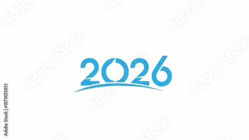 A simple white background features a bold stylized depiction of the year two thousand and twenty six in a