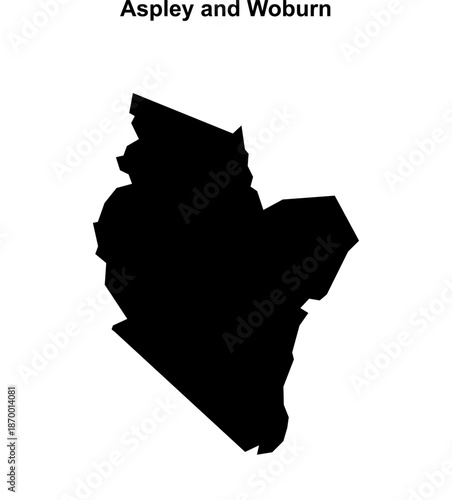 Aspley and Woburn (England) blank outline map