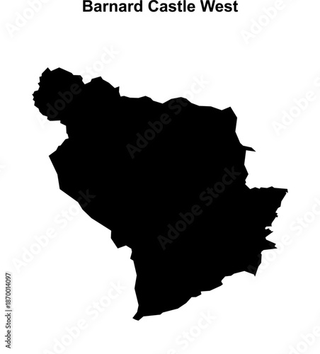 Barnard Castle West (England) blank outline map