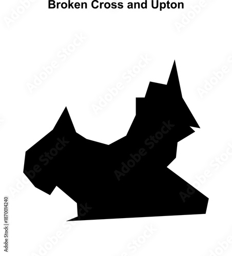 Broken Cross and Upton (England) blank outline map