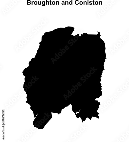 Broughton and Coniston (England) blank outline map