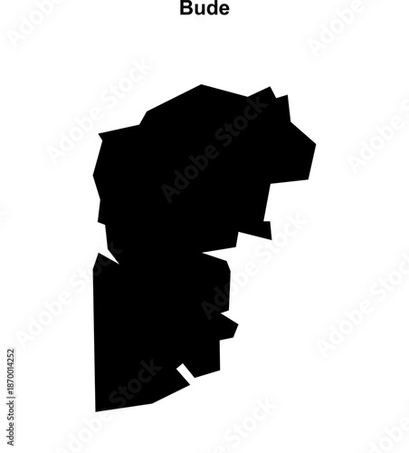 Bude (England) blank outline map