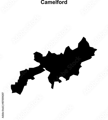 Camelford (England) blank outline map