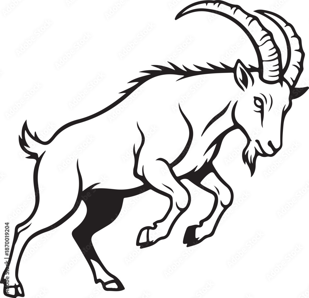 Fototapeta premium Aggressive Goat Silhouette Mascot Logo Animal Symbol