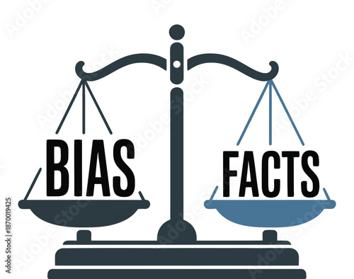 Scales of justice illustrate bias versus facts, representing truth.