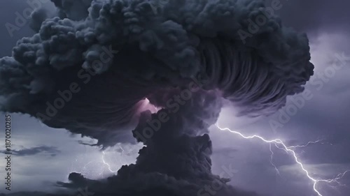 Wallpaper Mural Dramatic Volcanic Eruption Ash Cloud with Lightning Strike Torontodigital.ca