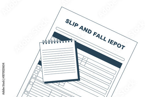 Legal incident report form and spiral notepad lie ready for.
