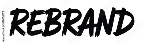 The word rebrand is written in a bold, black brush stroke font.