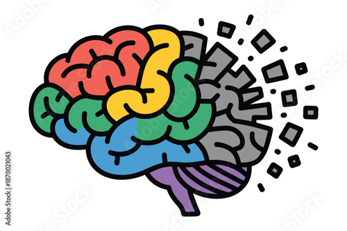 Brain hemispheres show cognitive function deterioration with dissolving.