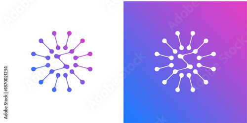 Abstract S Logo with Connected Dots and Gradient Network Design
