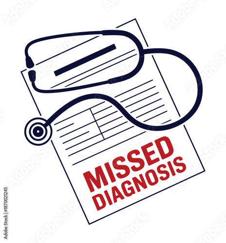 Stethoscope rests upon a medical chart highlighting a crucial missed.