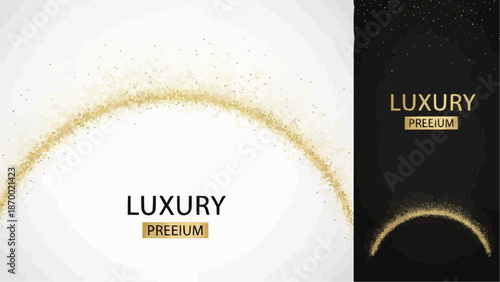 a luxurious golden speckled background with curved lines and the word luxury prominently displayed in a modern aesthetic high quality