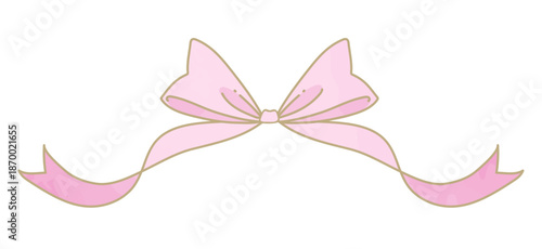 ふんわりしたピンクのリボンのベクター素材 / Soft Pink Ribbon Vector Illustration