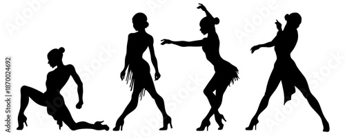 Silhouette, sports dancing, real competitions, movement and grace, graceful fashionable dances, beautiful girls