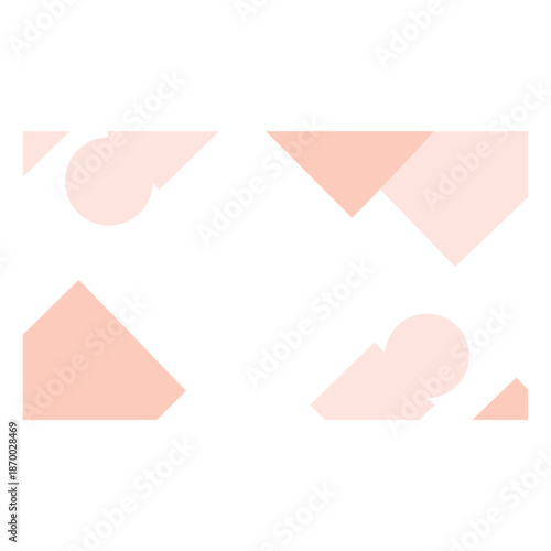 Abstract Geometric Shapes in Pastel Peach and Pink Tones on a White Background