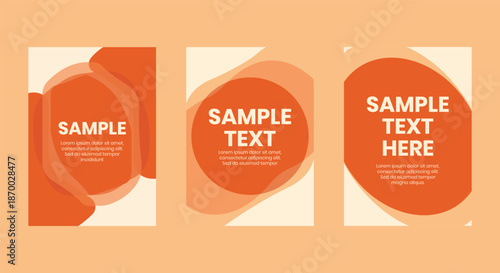 A Set of 3 Orange Flyers Set. An Abstract Rounded Style with Empty Placeholders. Ready to be Used as per Requirements. Editable Vector File